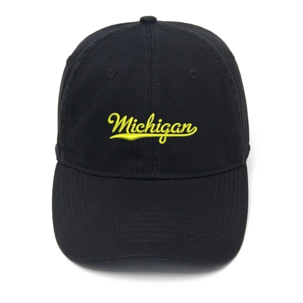 Michigan Embroidered Velcro Black Hat: Stylish Headwear for Wolverines Fans